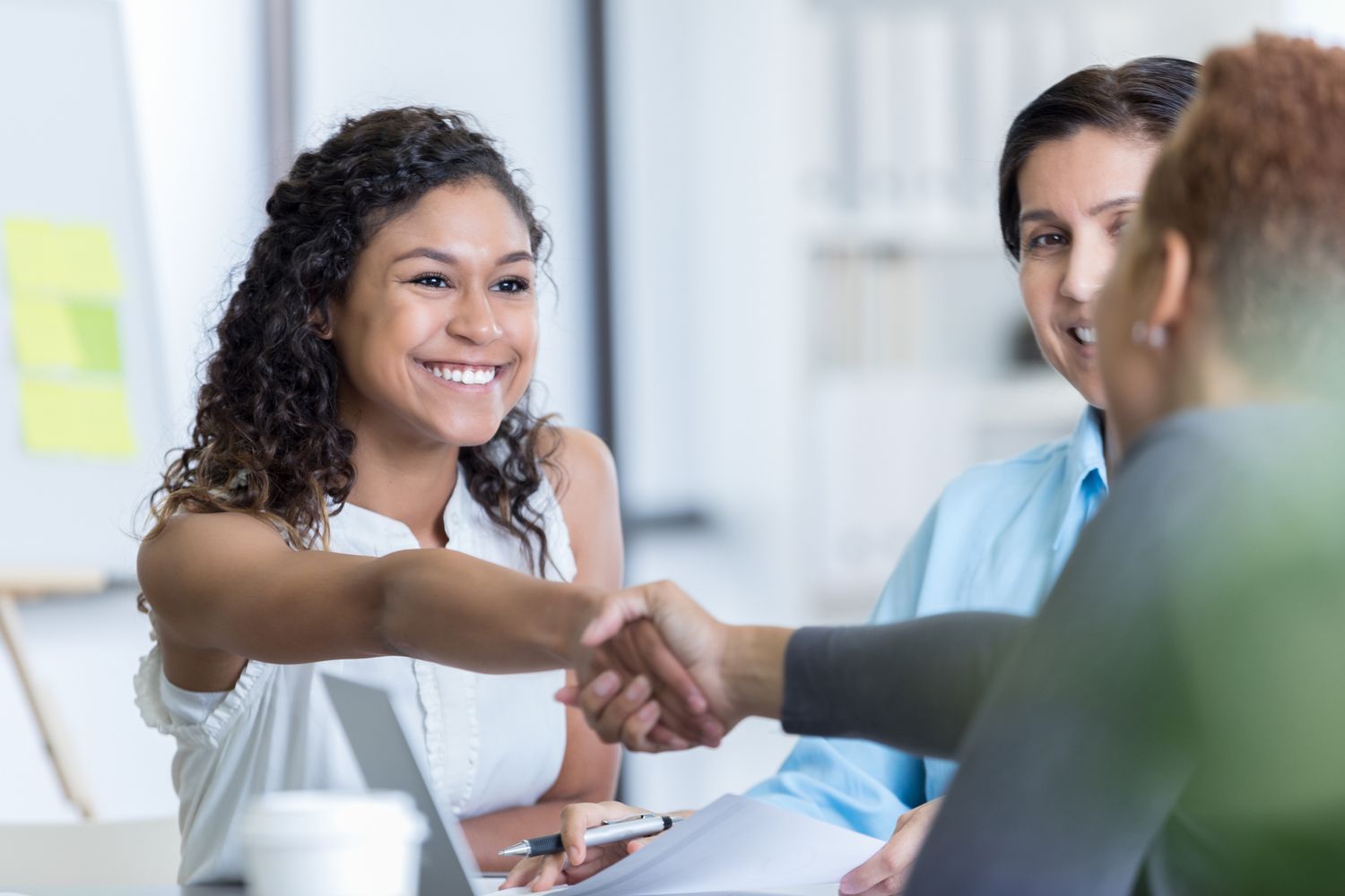 LTSB student shaking hand after interview help